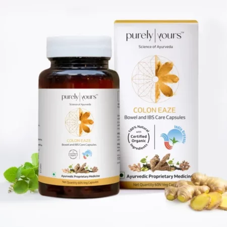 Purely Yours Colon Eaze | Bowel and IBS Care Capsules | Regulates Bowel Movements | Promotes Digestive Health | 60 Veg Capsules