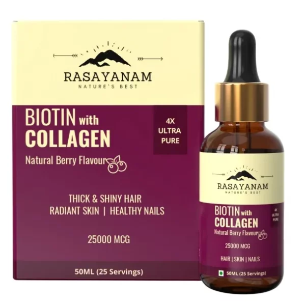 Rasayanam Liquid Biotin & Collagen for Hair Growth 25,000mcg (50 ml Berry Flavour) | Supports Hair Growth & Healthy Skin, Nails | Stronger Than Tablets & Capsules to reduce hair fall for Men & Women, Herbkart8t771eu-or9m3L.webp, Herbkart8t771eu or9m3L