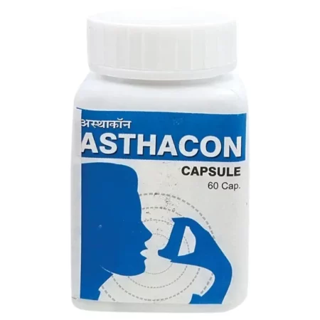 Ujwala Ayurvedashram Asthacon Capsule (60 Cap), For Asthama, Dry Cough, Whopping And Shortness In Breath, Pack of 1