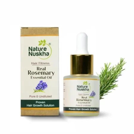 Real Rosemary Essential Oil-Pure & Undiluted Hair Growth Serum 15 ml by Nature Nuskha | with Ursolic Acid, Carnosic Acid, Vitamin E and B6 | Helps Control Hair Fall & Dandruff | For Soft, Shiny & Silky Hair - Unisex