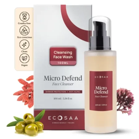 Ecosaa Anti Aging Face Cleanser for Men & Women | Vitamin C Face Cleanser for Oily Skin | Hydrating Face Wash with Green Tea | Aloe Vera & Betaine Infusion | Dry to Normal Skin Cleanser for Face 100ML