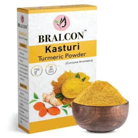 BRALCON kasturi manjal powder for face & body | Curcuma Aromatica/Jangli Haldi For Face Beauty |Wild turmeric powder for glowing skin - 100g