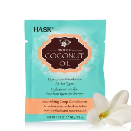 HASK Monoi Coconut Oil Nourishing Deep Conditioning Treatment Packet 50 gm | Retains Moisture & Hydrates | Sulfate Free, Paraben Free