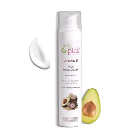La Pink Vitamin E Moisturiser for Glowing & Hydrated Skin | Oil-free Moisturizer, Spreads Easily, Non-Sticky & Absorbs Instantly | Suitable for All Skin Types | 100% Microplastic Free Formula (50g)