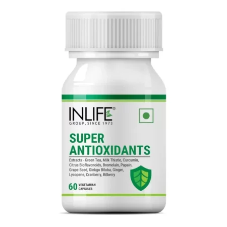 INLIFE Super Antioxidant Supplement Lycopene, Green Tea, Milk Thistle, Curcumin, Grape Seed, Ginkgo Biloba, Ginger, Cranberry, Alpha Lipoic Acid, Lutein, Zeaxanthin - Pack of 1 Vegetarian Capsules