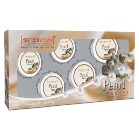 Aaryanveda Pearl Spa Facial Kit For Beautiful and Glowing Skin At Home Facial with Pearl Extracts,Tulsi, & Olives For Calming & Healing Skin, For Men and Women - 210g