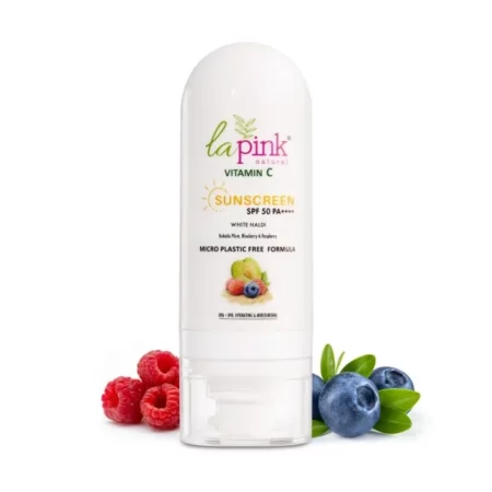 La Pink Vitamin C Sunscreen For Men and Women | SPF 50 PA++++ UVA + UVB, Hydration & Moisturization 100% Microplastic Free Formulation | Non Greasy | Zero White Cast (50g)