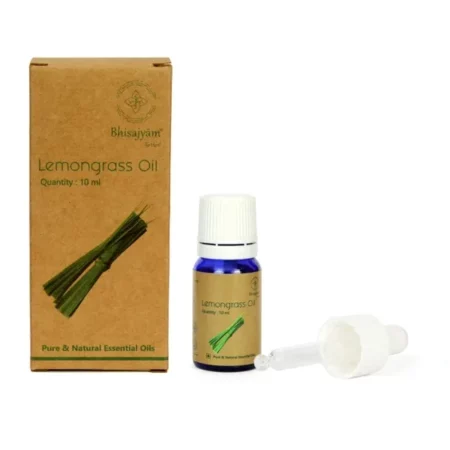Bhisajyam Lemongrass - Natural Essential Oil | Non-Greasy | Fights Fungal Infection | Eases Stress & Anxiety | Improves Scalp Health | Freshnes Air| Free From Harmful Chemicals & Additives | (15 ml)