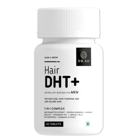 Dr Su Glow x Grow Hair Thinning Control With Hair DHT Blockers | For Men| Fight Hairfall | 7 in 1 Complex | Omega 3 ALA | Korean Ginseng| | 60 tablets