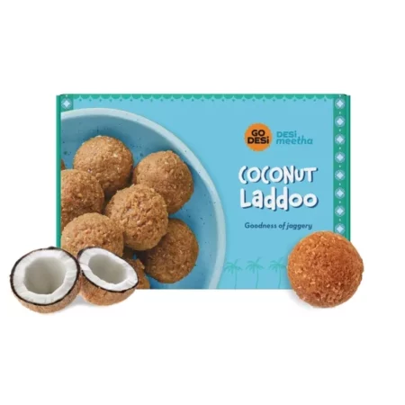 GO DESi Coconut Laddu, 300 grams, Made with Jaggery, Nariyal Ladoo, Laddoo, Sweets Indian Mithai, Gift pack