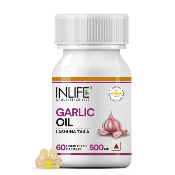 Inlife Garlic Oil Supplement 500 mg - 60 Capsules available on Herbkart