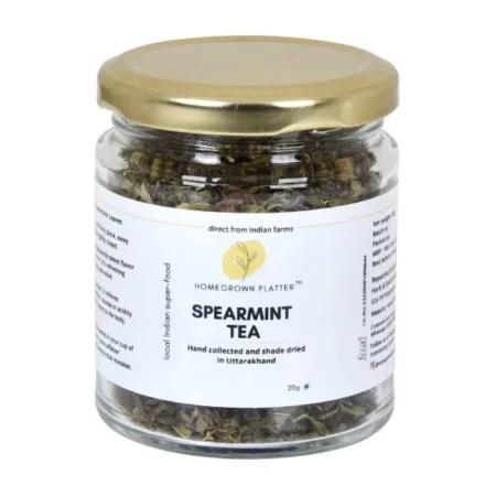 Homegrown Platter Organic Spearmint Herbal Tea | Antioxidants Rich Refreshing Tea | Loose Spearmint Leaves | Ayurvedic Menthol Rich Tea - 20g