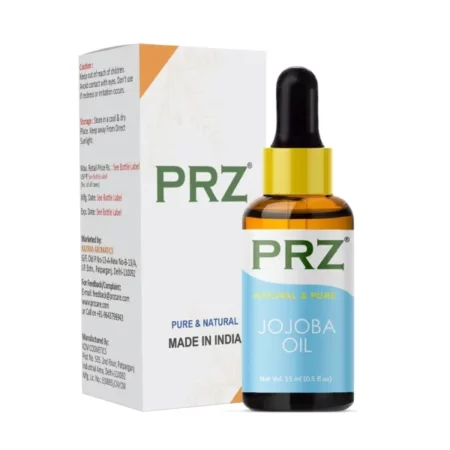 PRZ Jojoba Cold Pressed Carrier Oil - Pure Natural & Therapeutic Grade Oil for Aromatherapy Body Massage, Skin Care & Hair Care, 15 ml
