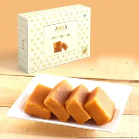 ASHA SWEETS Handcrafted Mysore Pak (250g) | Made with Pure Desi Ghee | Melts in Mouth | Special Indian Mithai | Delicious & Healthy Exclusive Sweets Gift Box | Traditional Taste of Mysuru | Mysore_Pak_250_Fba