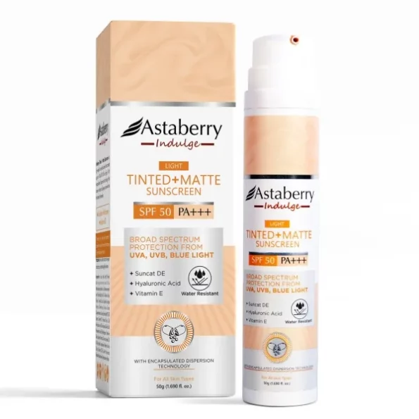 Astaberry Indulge Tinted Matte Sunscreen SPF 50 PA+++ - 50g (Light), Herbkart8t771Q71SK55-L.webp, Herbkart8t771Q71SK55 L