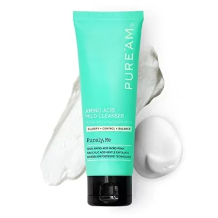 PURE'AM - Gentle Face Wash with Amino Acids, Salicylic Acid - 120ml - Korean Face Cleanser - Clarifying, Foaming, Deep Pore Cleaning, pH Balancing, Oil Control - Authentic Korean Skin Care