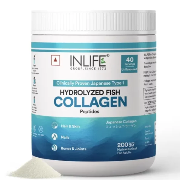 INLIFE Japanese Marine Fish Collagen (Unflavoured, Fish Collagen, 200g) available on Herbkart