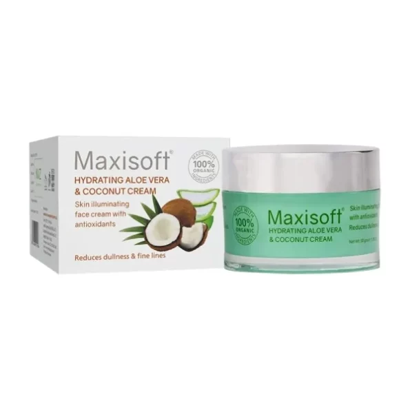 Maxisoft Hydrating Aloe vera & Coconut Cream 50 gm| pH Balance| Paraben Free| Suitable For all skin types Pack of 1 (50gm X 1)), Herbkart8t751FZ81HrP8L.webp, Herbkart8t751FZ81HrP8L