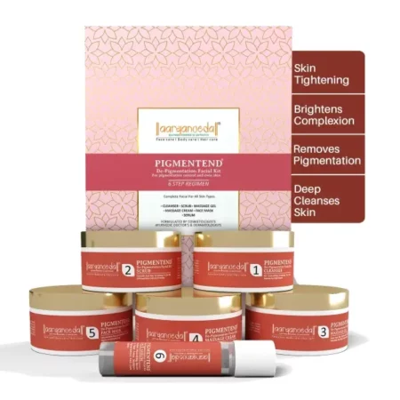 Aryanveda De-Pigmentation Facial Kit for Glowing Skin (260g) -Anti Pigmentation face pack, Reduces Tanning, Dark Spots, For Beautiful Skin, All Skin Types for Men & Women (6 Units)