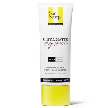 SunScoop Ultra Matte Dry Touch Sunscreen SPF 50 PA+++ |Matte Finish | Zinc Oxide & 0.1%ww Salicylic Acid for Oily Acne Prone Skin | Broad Spectrum, Non Comedogenic & No White Cast|For Women & Men-45gm