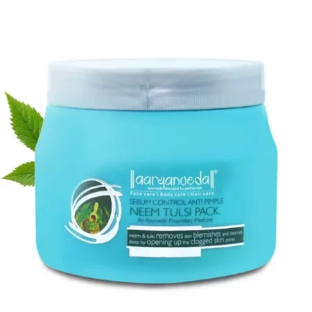 Aryanveda Neem Tulsi Face Pack Cream, Fights Acne & Dark Spots, Controls Excess Sebum Production, Reduces Oiliness & Purifies Skin, Unclogs Pores, Suitable For Sensitive Skin & Acne Prone Skin, 400 g