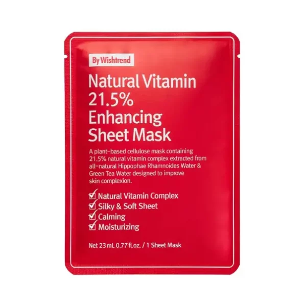 By Wishtrend Natural Vitamin 21.5% Enhancing Sheet Mask - Hydrating & Brightening Face Mask Sheet, 1pc available on Herbkart