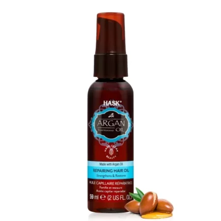 HASK Argan Repairing Hair Oil - 59ml | Strengthens & Restores Damaged Frizzy Hair | For Soft, Silky & Frizz Free Hair | Paraben & Alcohol Free