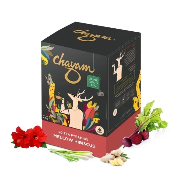 CHAYAM Hibiscus Tea with Green Tea, Ginger and Beetroot, 20 Tea Bags available on Herbkart