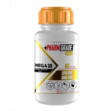Pharmgrade Omega 3X Fish Oil - 1000mg Fish Oil with EPA 600mg and DHA 400mg - Supports Muscle Recovery, Heart Health, Hair, Joints, Eyes and Brain - 60 Capsules