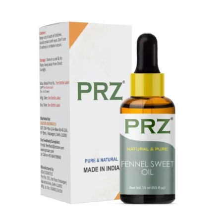PRZ Fennel Sweet Essential Oil - Pure Natural & Therapeutic Grade Oil for Aromatherapy, Skin Care & Hair Care, 15 ml