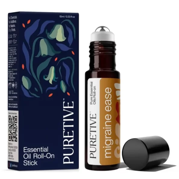 PURETIVE Headache Relief Roll-On | Fast Migraine Relief | Sinus & Headache Therapy | 100% Pure Essential Oils | Natural Liquid Balm with Metal Roller | Skin-Friendly | 10ml (Pack of 1), Herbkart8t771gnWEWdnxL.webp,