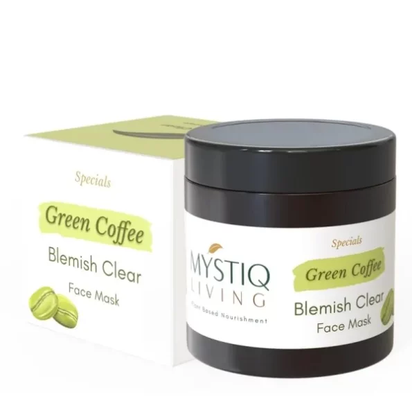 Mystiq Living Face Pack/Mask for Glowing Skin Green Coffee Blemish Clear Pack - 100 GM, Herbkart8t74120QVQxk5EL.webp,