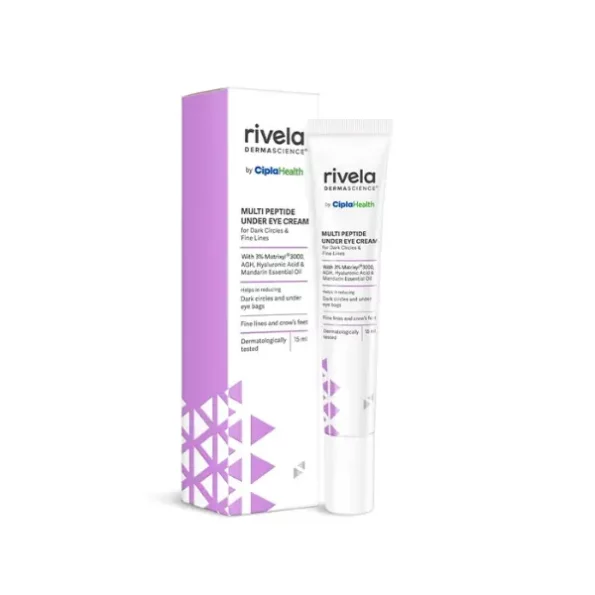 Rivela Dermascience Under Eye Cream By Cipla for Brightening, Dark Circles, Puffy Eyes and Fine Lines | Multi Peptide Cream With Matrixyl 3000, AGH & Hyaluronic Acid|15 ml, 423660-1.webp, 423660 1