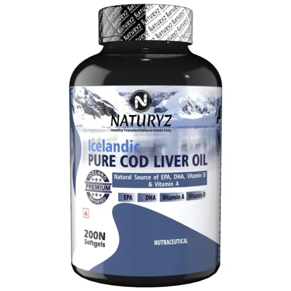 Naturyz Imported Icelandic COD Liver Oil Capsules with Natural Omega 3 (EPA & DHA), 100 Count, Herbkart8t761fNdi20R3YL.webp, Herbkart8t761fNdi20R3YL