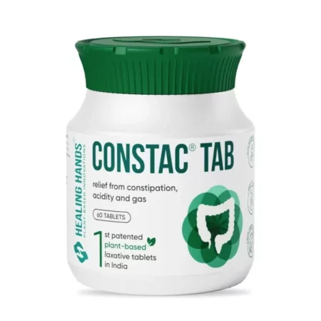 Healing Hands ConstacTab Tablet for Relief in Mild Constipation, Acidity and Gas, Plant Based Natural Constipation Solution, Clinically Proven, Herbal - 60 Tablets