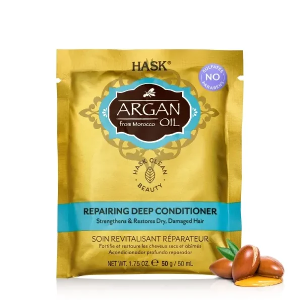 HASK Argan Oil Repairing Deep Conditioner Treatment Pack - 50 Gm | Restores & Smooths Dry, Damaged Hair | Sulfate & Paraben Free, 1 Count, Herbkart8t791E7lLDeDBL.webp, Herbkart8t791E7lLDeDBL