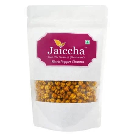 Ghasitaram Gifts Jaiccha - Namkeen - Black Pepper Channa 200 GMS in White Paper Pouch |Gift for Diwali,Holi,Rakhi,Valentine,Christmas,Birthday,Anniversary,Gift for Her,Him,Mothers Day,Fathers Day|