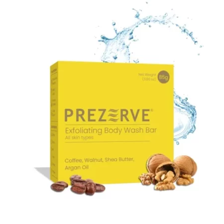 Prezerve - Exfoliating Body Wash Bar with Coffee and Walnut | 85g | For All Skin Type | Shea Butter | Argan Oil | Sulphate, Paraben & Soap Free | Natural Body Polish and Scrub | Unisex