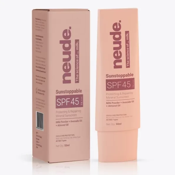 Neude Sunstoppable Sunscreen with SPF 45 PA+++ & No White Cast For Men & Women | Milk & Avocado Oil | Daily use Broad-spectrum Protecting & Repairing Sunscreen Moisturizer | Blue Light Protection, Paraben-free | 50ml, Herbkart8t7515ybaNuk7L.webp, Herbkart8t7515ybaNuk7L