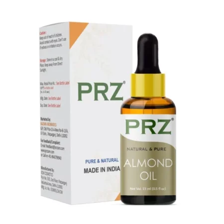 PRZ Almond Cold Pressed Carrier Oil - Pure Natural & Therapeutic Grade Oil for Aromatherapy Body Massage, Skin Care & Hair Care, 15 ml