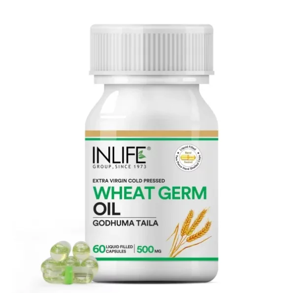 INLIFE Wheat Germ Oil Supplement 500 mg - 60 Capsules available on Herbkart