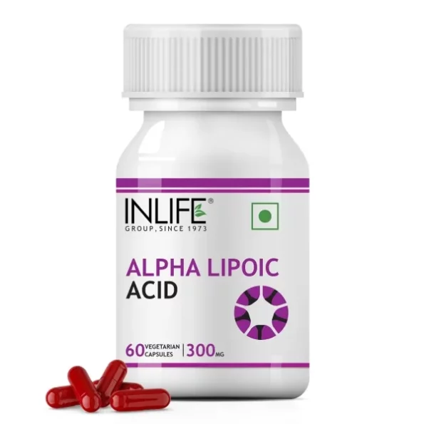 INLIFE Alpha Lipoic Acid 300mg ALA Supplement - 60 Vegetarian Capsules available on Herbkart