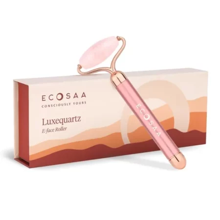 Ecosaa Luxequartz E-Face Roller For Women | Authentic Rose Quartz Electric Face Massager For Glowing Skin With Enhanced Serum Absorption | Face Massager Roller for Dark Circle Removal & Jawline Shaper