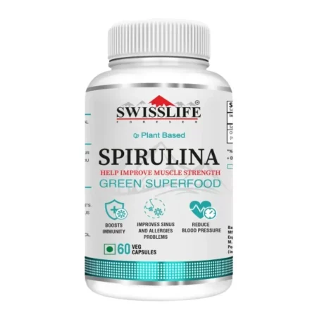 SWISSLIFE FOREVER Spirulina 2000mg |Superfood | For Weight Management Immune Support and Optimal Health | Supports Heart Health For Men And Women (60 Capsules)