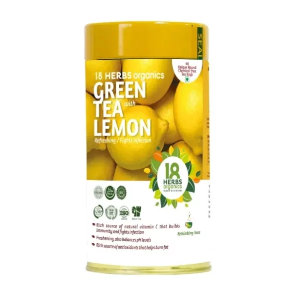 18 Herbs Organics Health with Herbs Green Tea with Lemon (40 Tea Bags - 54 grams - Tin Caddy), Herbkart8t761voVhXZL20L.webp, Herbkart8t761voVhXZL20L