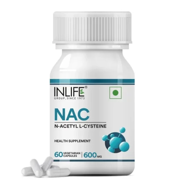 INLIFE N Acetyl Cysteine NAC Supplement 600mg - 60 Vegetarian Capsules available on Herbkart