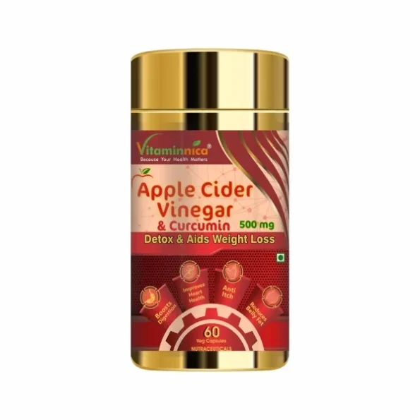 Vitaminnica Apple Cider Vinegar & Curcumin, 60 Veg Capsules available on Herbkart