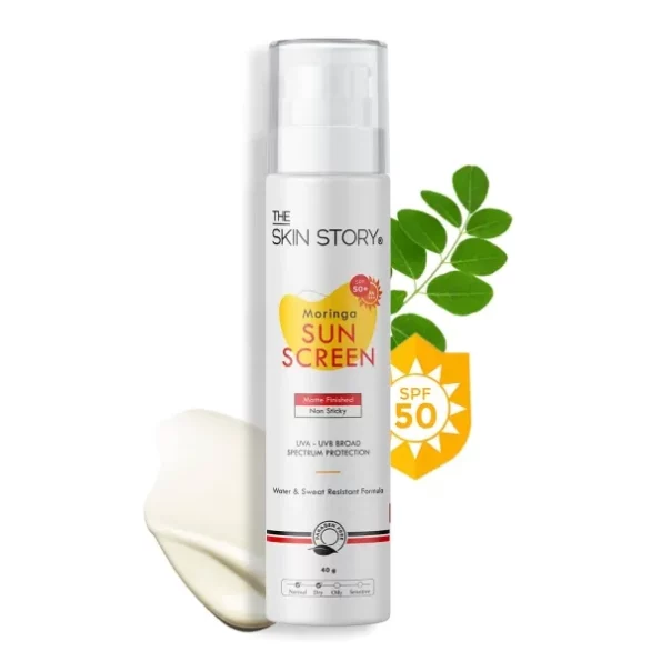 The Skin Story Moringa Sunscreen SPF 50 | Broad Spectrum UVA & UVB Protection | For Men and Women | Anti-Aging Formula with Moringa Oil | Water & Sweat Resistant | for All Skin Types 40g, Herbkart8t761mFl6TgGiL.webp, Herbkart8t761mFl6TgGiL
