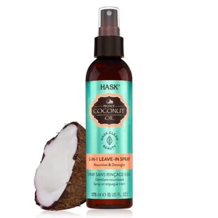 HASK Monoi Coconut Oil Leave-In Hair Spray With Thermal Protection 175 Ml | Detangling Spray Conditioner For All Hair Types | Paraben & Alcohol Free, 1 Count