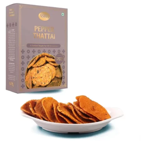 Asha Sweets 250g Pepper Thattai Murukku Snack, Healthy Namkeen Perfect for Traditional Tea Time, South Indian Snack, Gujarati snack, Punjabi Snack,Gathiya Namkeen